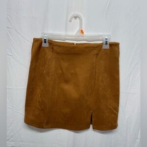 NWT‎ Mittoshop Camel Faux Suede Slit Mini Skirt